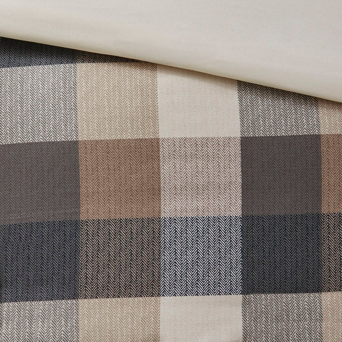 Ridge - King 6 Piece Herringbone Duvet Cover Set - Neutral - Simple Home Plus