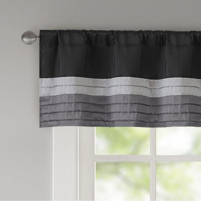 Amherst - Polyoni Pintuck Window Valance - Black - Simple Home Plus