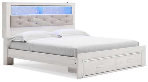 Altyra - White - King Upholstered Bookcase Bed With Storage - Simple Home Plus