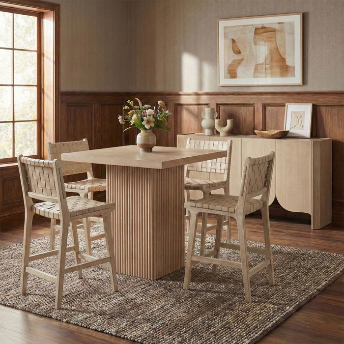 Entwine - Vegan Leather Upholstered Counter Stool - Painted Natural - Simple Home Plus