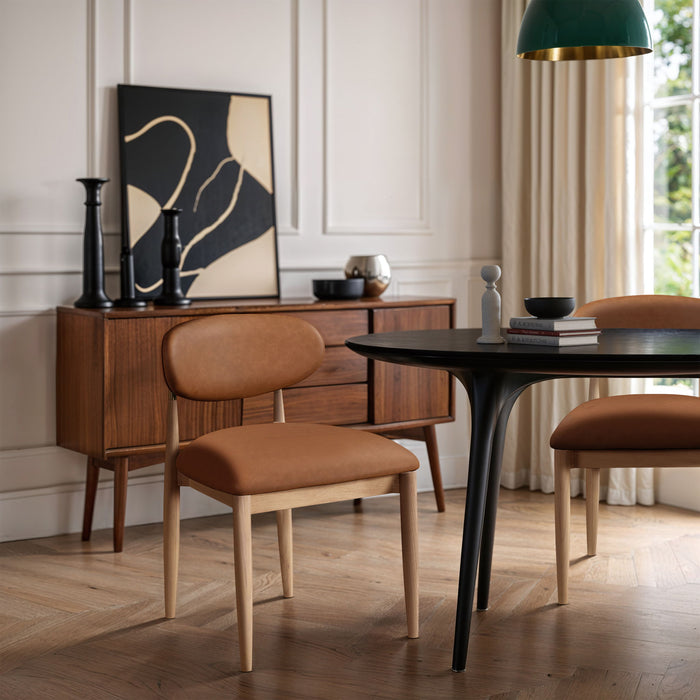 Riccio - Faux Leather Dining Side Chair (Set of 2) - Natural Frame - Simple Home Plus