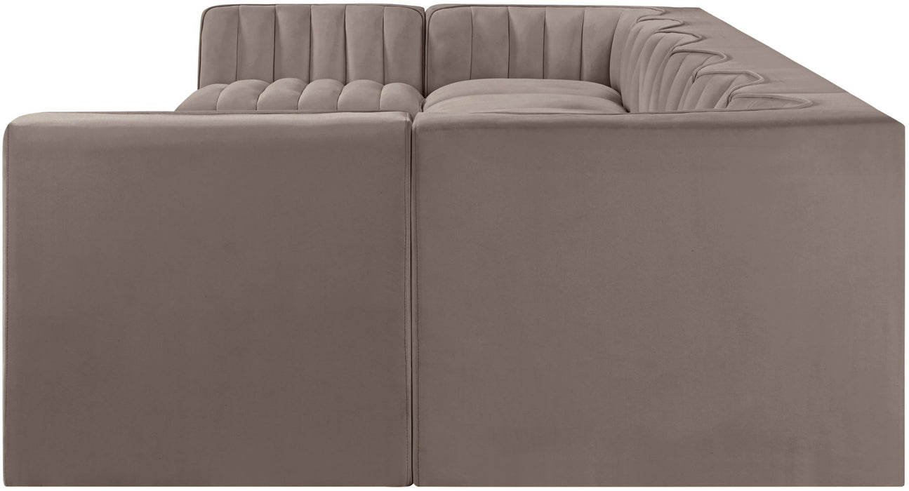 Rummi - Velvet Performance Fabric Upholstered 8 Piece Modular Sectional (With 2 Corner Chairs) - Simple Home Plus