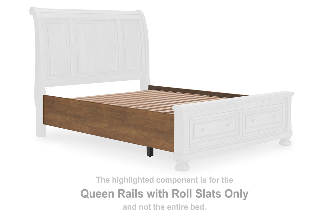 Feddinger - Queen Rails With Roll Slats - Medium Brown - Simple Home Plus
