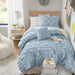 Bailey - Twin/Twin Long Diamond Pucker Comforter Set - Blue - Simple Home Plus