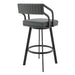 Capri - 26" Swivel Modern Black Metal And Slate Gray Faux Leather Barstool - Simple Home Plus