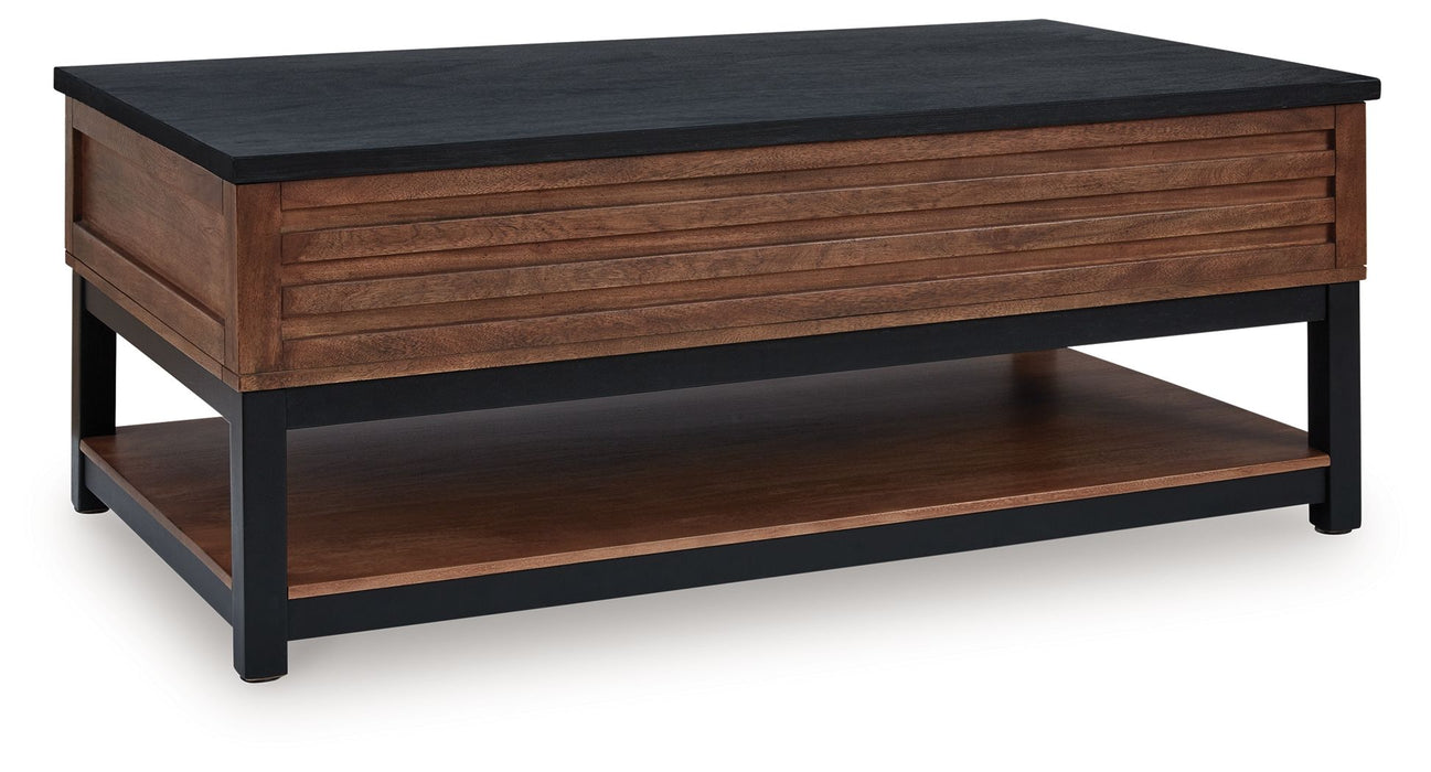 Kallari - Warm Brown / Black - Lift Top Cocktail Table - Simple Home Plus