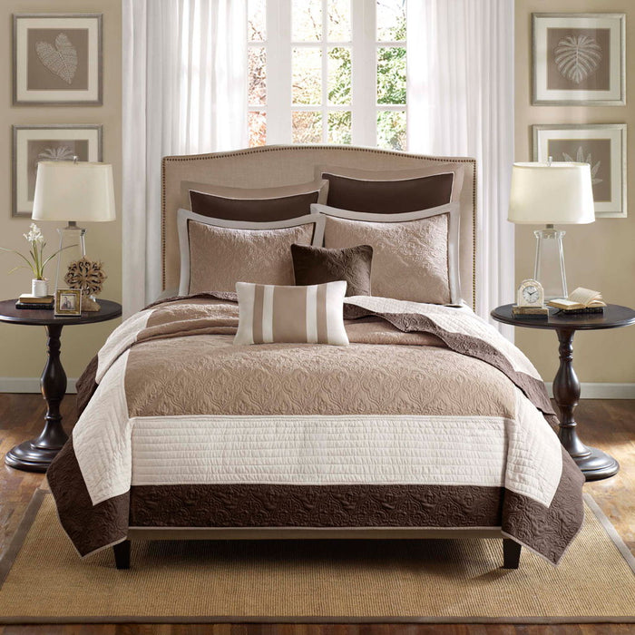 Attingham - 7 Piece Reversible Coverlet Set - Beige - Simple Home Plus