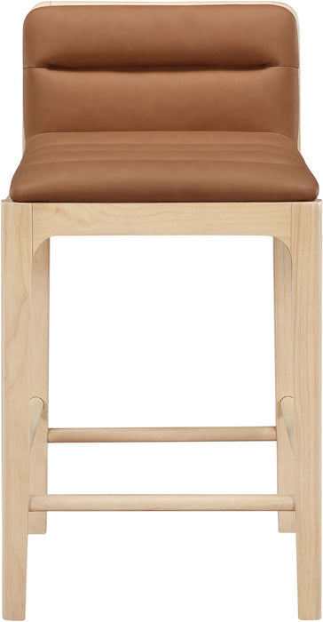 Ellis - Vegan Leather Upholstered Counter Stool (Set of 2) - Natural Base - Simple Home Plus