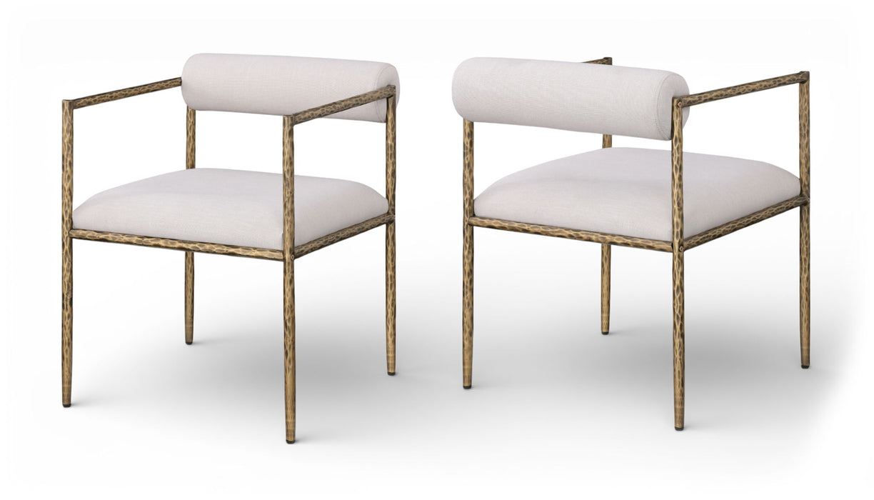 Axis - Linen Textured Beige Fabric Upholstered Dining Chair (Set of 2) - Simple Home Plus