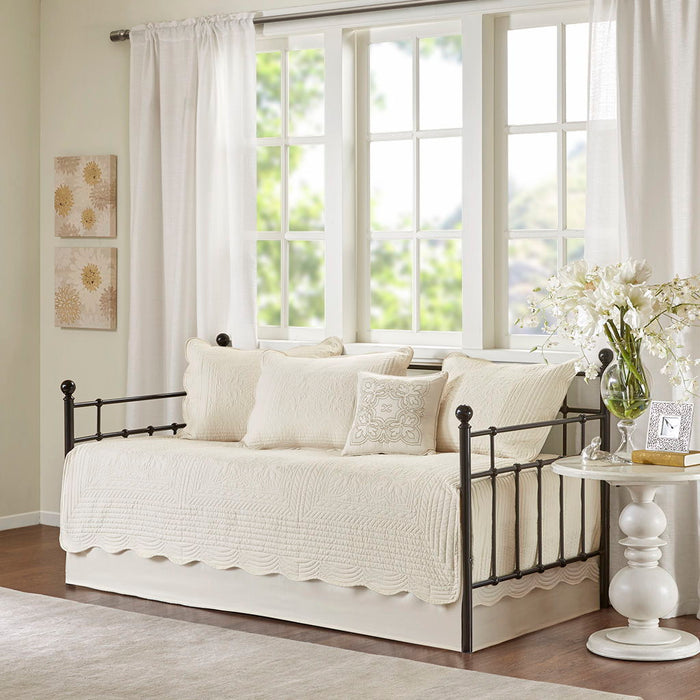 Tuscany - Twin 6 Piece Reversible Scalloped Edge Daybed Cover Set - Cream - Simple Home Plus