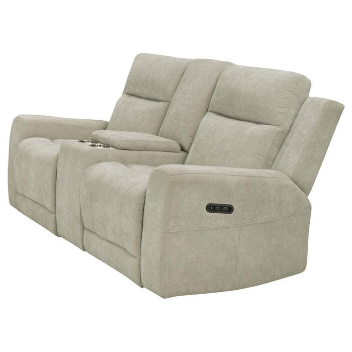 Kennett - Chenille Upholstered Power Reclining Loveseat - Ivory - Simple Home Plus