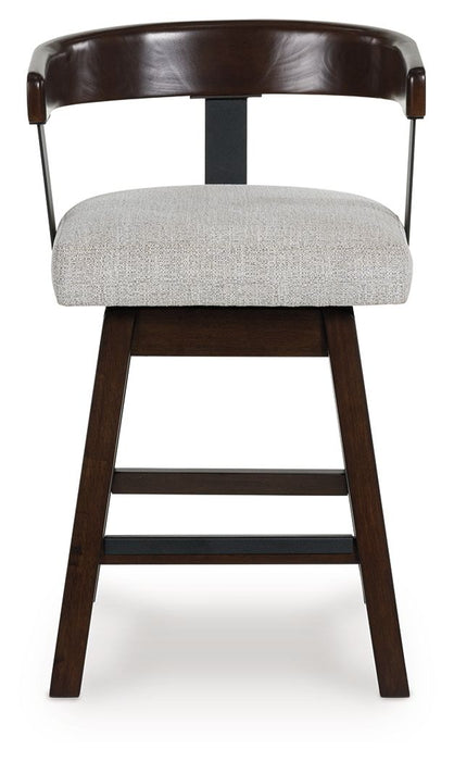 Haddigan - Dark Brown - Upholstered Swivel Barstool (Set of 2) - Simple Home Plus
