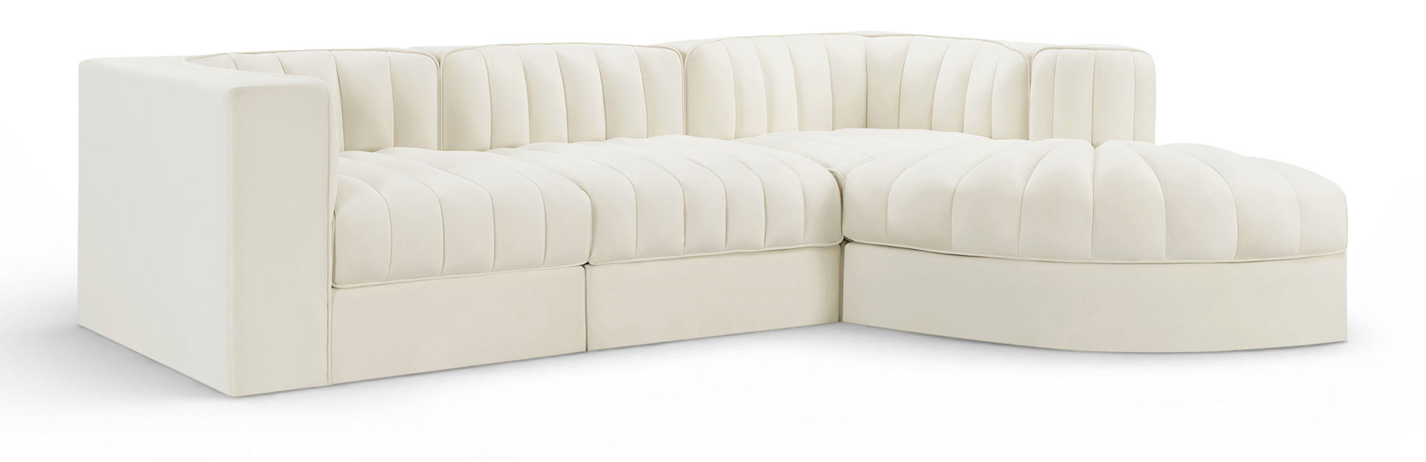 Rummi - Velvet Performance Fabric Upholstered 4 Piece Modular Sectional, With Reverse Corner Chair - Simple Home Plus