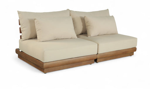 Mirella - 2 Piece Water Resistant Fabric 74" Upholstered Outdoor Patio Modular Armless Loveseat - Simple Home Plus