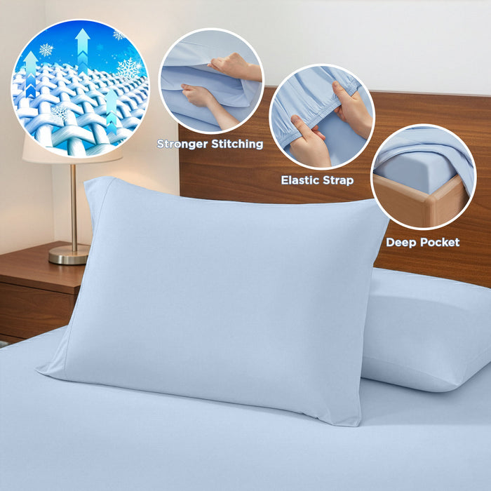 Ice Touch - King Sublime Serenity Luxury Sheet Set - Ice Blue - Simple Home Plus