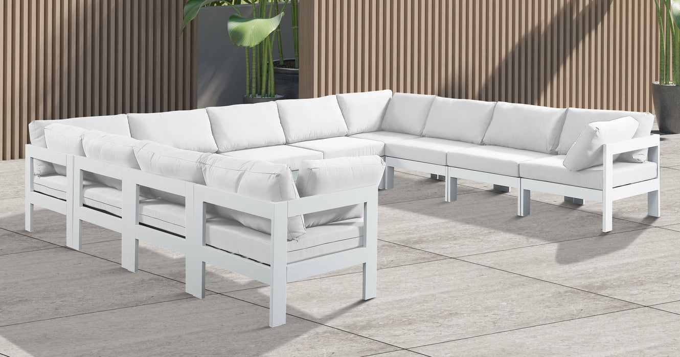 Nizuc - Outdoor Patio 11 Piece Modular Sectional With White Frame - Simple Home Plus