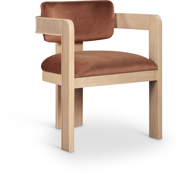 Sacha - Velvet Dining Chair With Natural Base (Set of 2) - Simple Home Plus