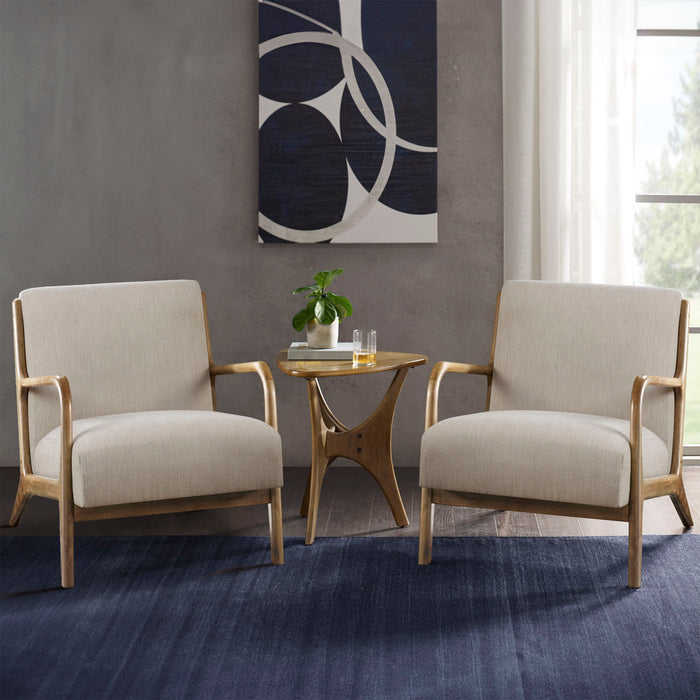Novak - Mid-Century Modern Accent Armchair (Set of 2) - Cream - Simple Home Plus