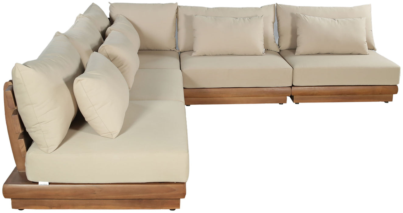 Mirella - 5 Piece Water Resistant Fabric Upholstered Outdoor Patio Modular Sectional - Simple Home Plus