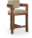 Sacha - Velvet Stool With Brown Base - Simple Home Plus