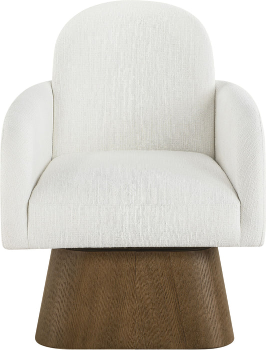 Marlowe - Linen Textured Fabric Upholstered Swivel Accent Chair - Stained Brown - Simple Home Plus