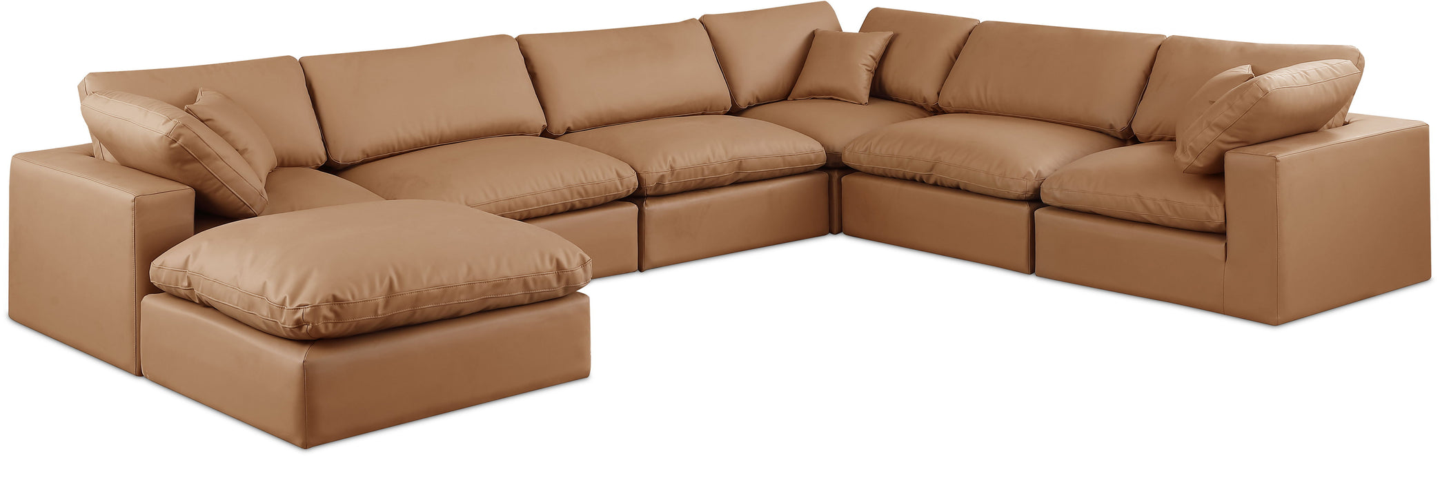 Comfy - 7 Piece Faux Leather Modular Sectional With Chaise - Simple Home Plus