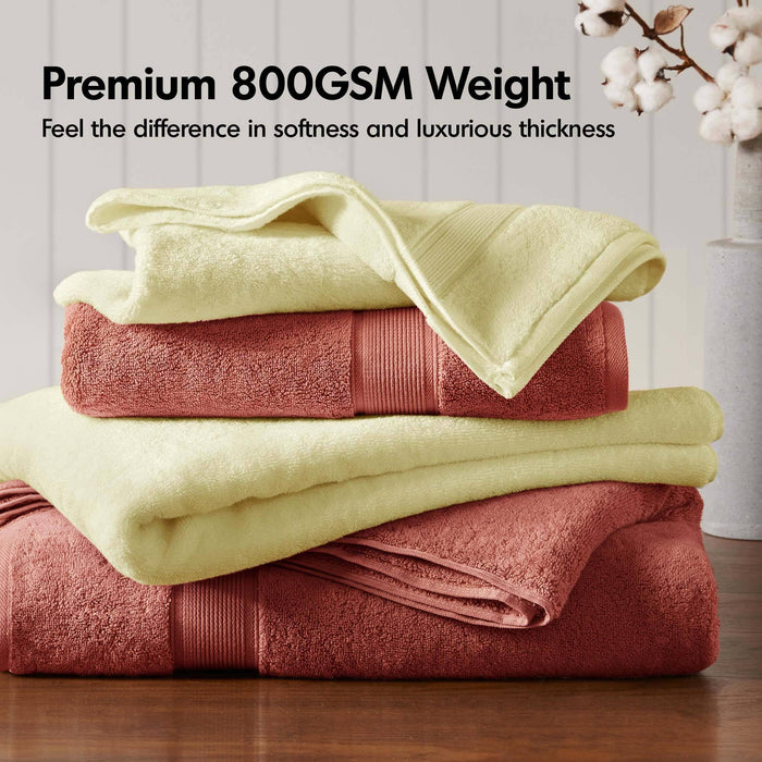 800GSM - 8 Piece Antimicrobial Towel Set - Coral - Simple Home Plus