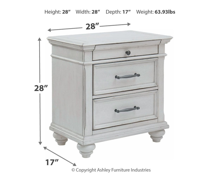 Kanwyn - Whitewash - Three Drawer Night Stand - Simple Home Plus