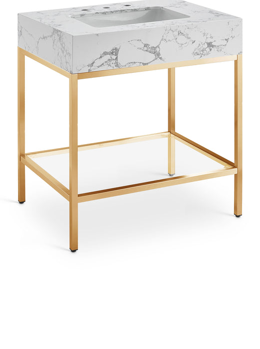 Marmo - Engineered Marble Bathroom Vanity With Gold Base - Simple Home Plus