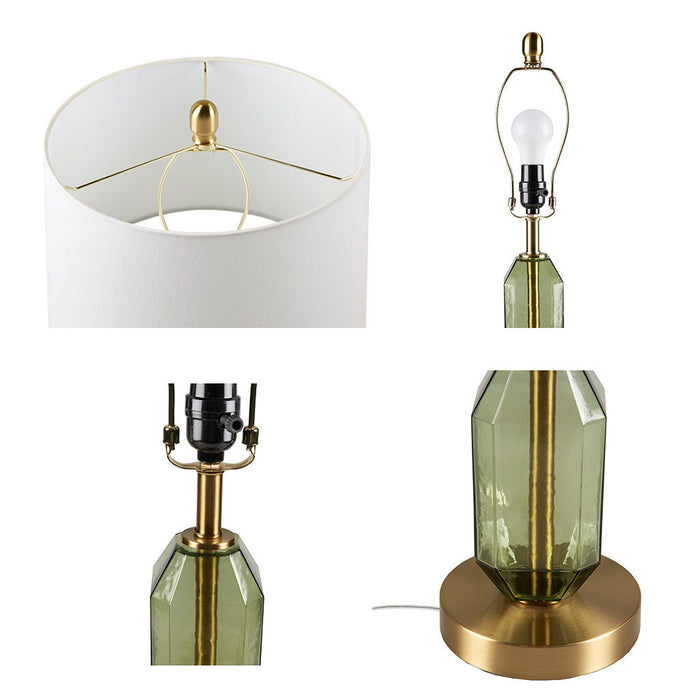 Zirconia - Faceted Green Glass Table Lamp - Green - Simple Home Plus