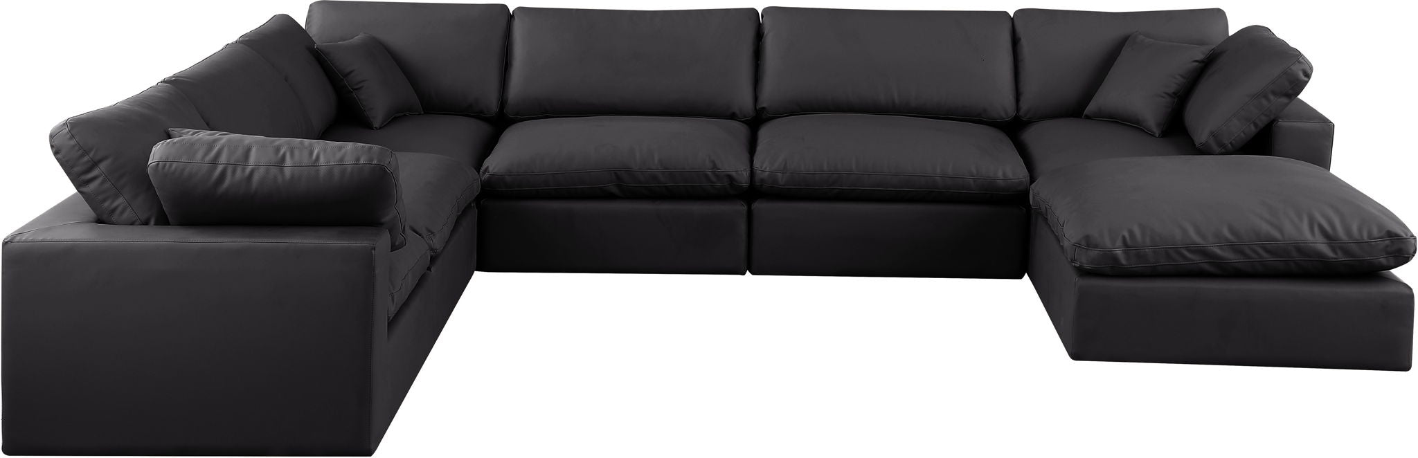 Comfy - 7 Piece Faux Leather Modular Sectional With Chaise - Simple Home Plus
