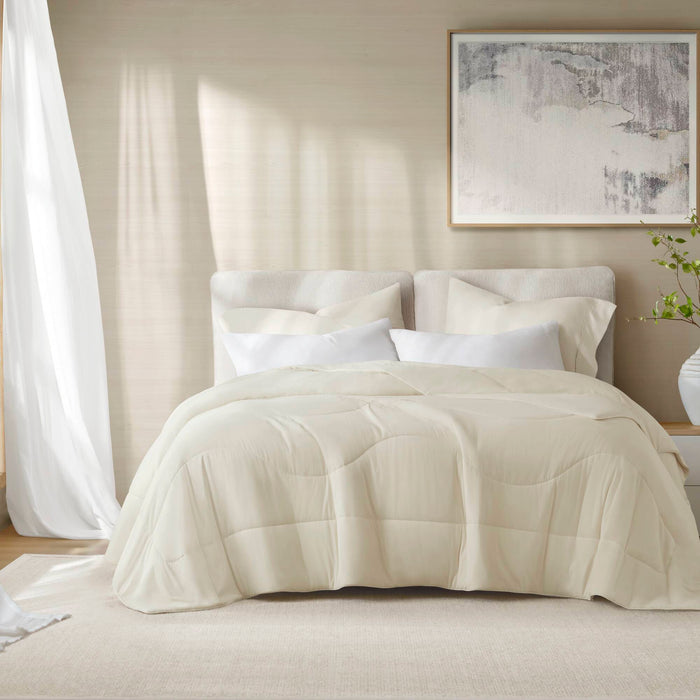 Full/Queen Reversible Tencel Comforter Blanket - Ivory - Simple Home Plus