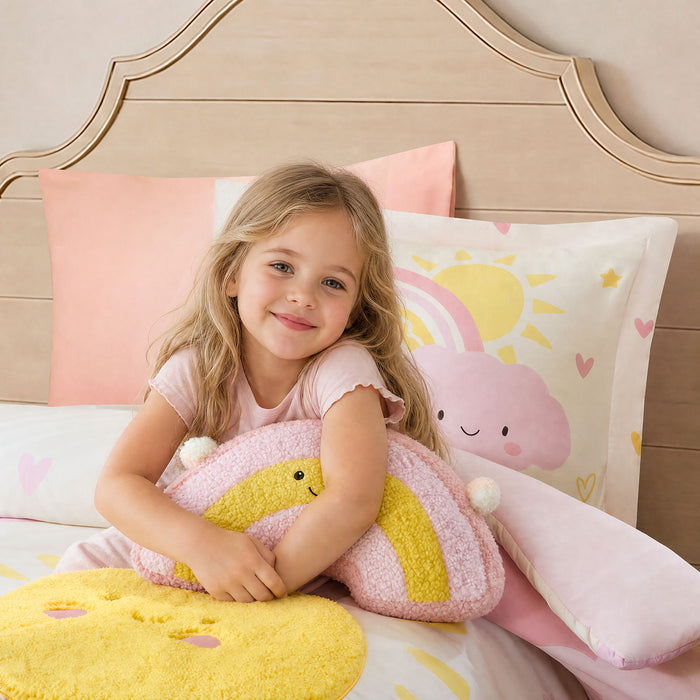 Sunshine - Twin Comforter Set - Pink / Yellow