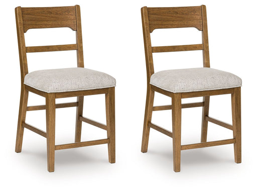 Cabalynn - Oatmeal / Light Brown - Upholstered Barstool (Set of 2) - Simple Home Plus