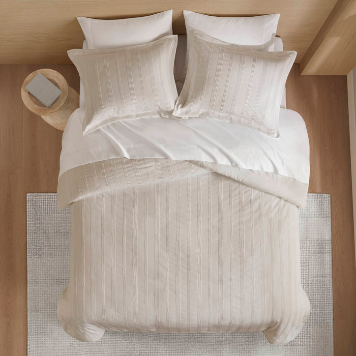Logan - Queen Striped Duvet Set - Neutral - Simple Home Plus
