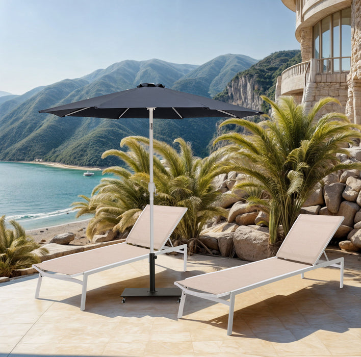 Fiji - Aluminum Patio Umbrella With Square Black And White Base - Simple Home Plus