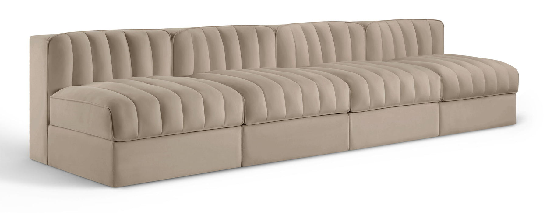 Rummi - Armless Velvet Performance Fabric Upholstered 4 Piece Modular Sofa - Simple Home Plus