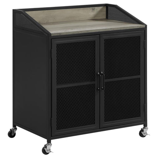 Arlette - Wine Cabinet With Wire Mesh Doors - Gray Wash And Sandy Black - Simple Home Plus