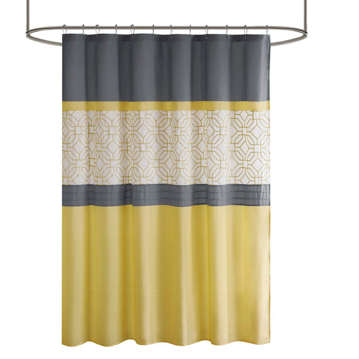 Donnell - Embroidered And Pieced Shower Curtain - Yellow / Gray - Simple Home Plus