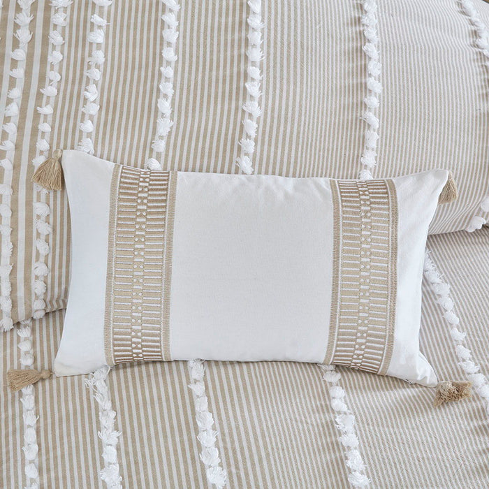 Anslee - Embroidered Oblong Decorative Pillow - Taupe - Simple Home Plus