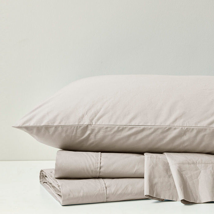 Twin Peached Percale Sheet Set - Ivory - Simple Home Plus