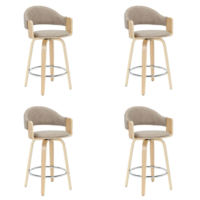 Daxton - Swivel Counter Height Round Back Wood Bar Stool With Faux Leather Seat