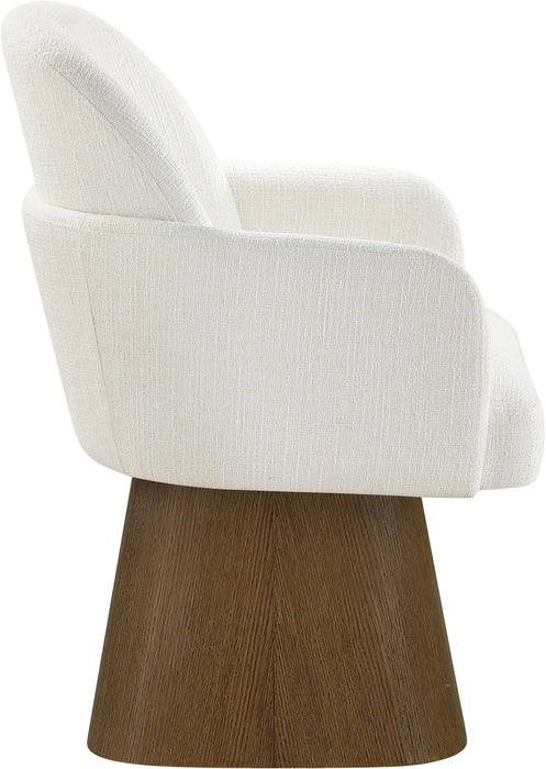 Marlowe - Linen Textured Fabric Upholstered Swivel Dining Arm Chair - Stained Brown - Simple Home Plus