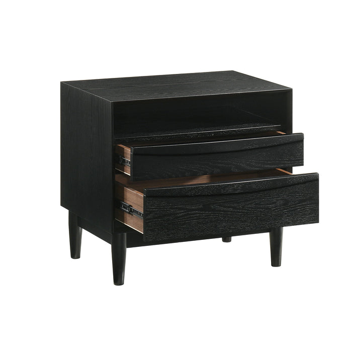 Artemio - 2 Drawer Wooden Nightstand With Shelf - Simple Home Plus