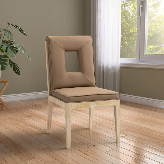 Gwendolyn - Faux Leather Dining Side Chair With Natural Frame (Set of 2) - Simple Home Plus