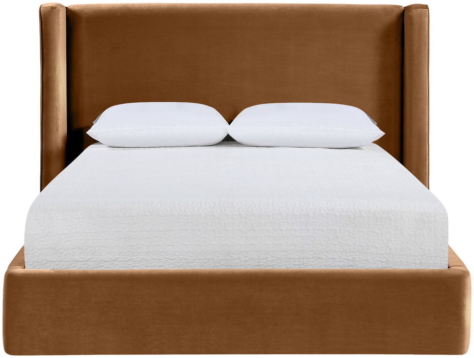 Kendall - Velvet Upholstered Bed - Saddle - Simple Home Plus