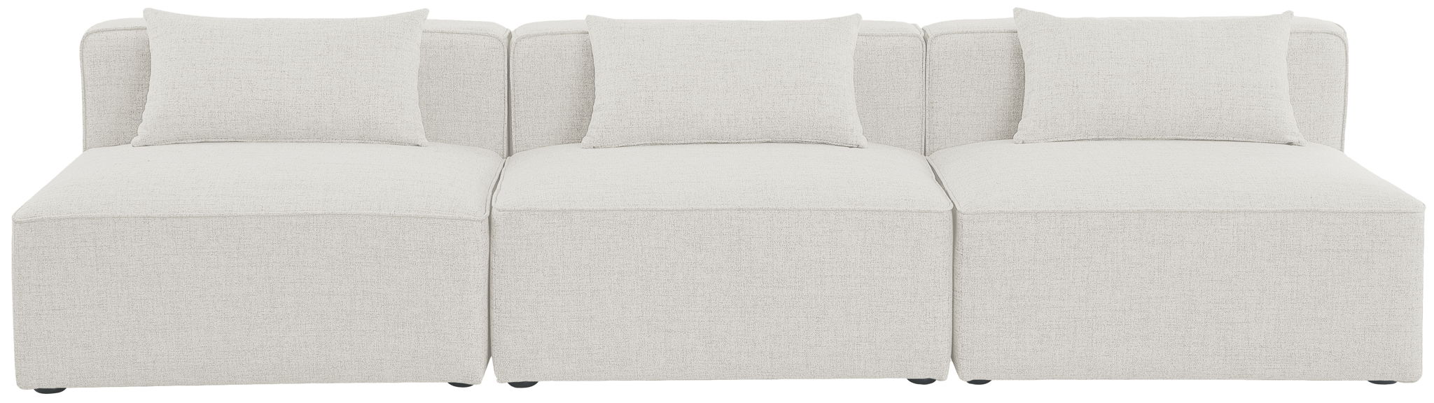 Cube - Linen Modular 3 Seat Armless Sofa - Simple Home Plus