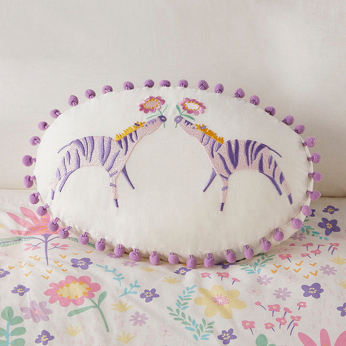 Lulu - Floral Reversible Cotton Duvet Cover Set With Throw Pillow - Purple - Simple Home Plus