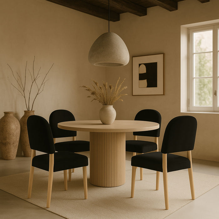 Varinelle - Velvet Dining Chair (Set of 2) - Natural Frame - Simple Home Plus
