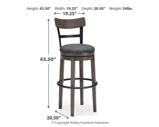 Caitbrook - Gray - Tall UPH Swivel Barstool - Simple Home Plus